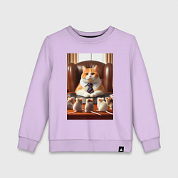 Свитшот хлопковый детский Рыжий кот босс - нейроарт, цвет: лаванда