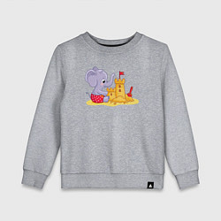 Свитшот хлопковый детский Слонёнок строит замок из песка, цвет: меланж