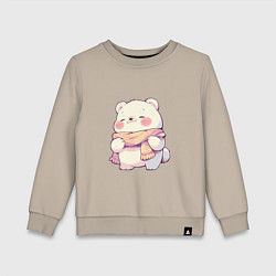 Свитшот хлопковый детский Милый кавайный белый мишка, цвет: миндальный