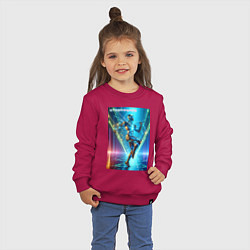 Свитшот хлопковый детский Cool cyber dancer - neon glow, цвет: маджента — фото 2