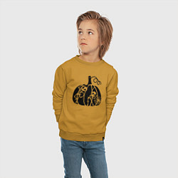 Свитшот хлопковый детский Скелеты в тыкве, цвет: горчичный — фото 2