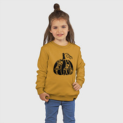 Свитшот хлопковый детский Скелеты в тыкве, цвет: горчичный — фото 2