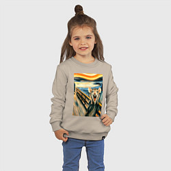 Свитшот хлопковый детский Мышка кричит на картине Эдварда Мунка - мем искусс, цвет: миндальный — фото 2