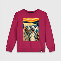 Свитшот хлопковый детский Коала кричит на картине Эдварда Мунка - мем искусс, цвет: маджента