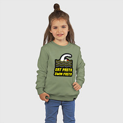 Свитшот хлопковый детский Ешь пасту плавай быстро, цвет: авокадо — фото 2