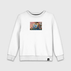 Свитшот хлопковый детский Демон сидящий автор Врубель, цвет: белый