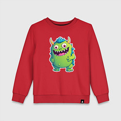 Свитшот хлопковый детский Зеленый монстрик, цвет: красный