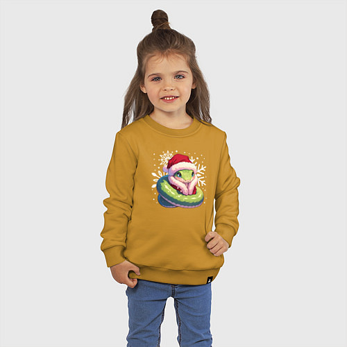 Детский свитшот Маленькая зелёная змейка / Горчичный – фото 3