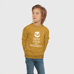 Свитшот хлопковый детский Warhammer keep calm and waaagh, цвет: горчичный — фото 2