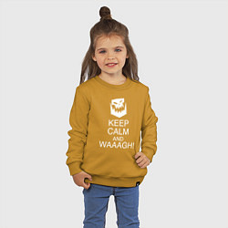 Свитшот хлопковый детский Warhammer keep calm and waaagh, цвет: горчичный — фото 2