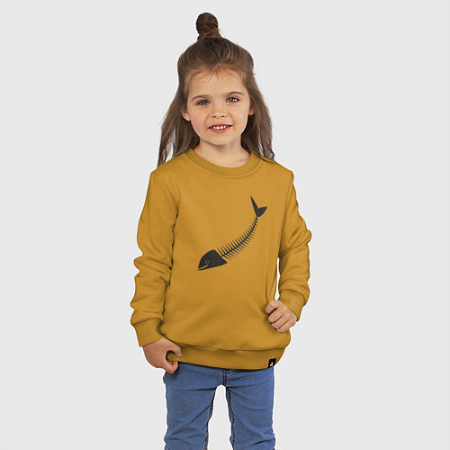 Детский свитшот Рыбный скелет / Горчичный – фото 3