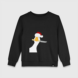 Детский свитшот Гусь Санта с ножом в клюве