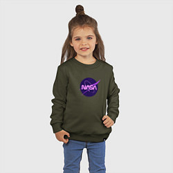 Свитшот хлопковый детский NASA logo, цвет: хаки — фото 2
