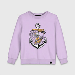 Свитшот хлопковый детский Скелетик серфер, цвет: лаванда