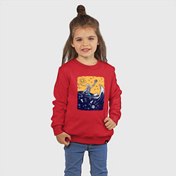 Свитшот хлопковый детский Скелетик в море, цвет: красный — фото 2