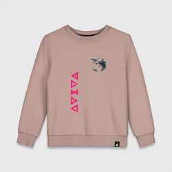Свитшот хлопковый детский Ведьмак волк лого, цвет: пыльно-розовый