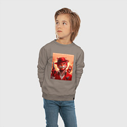 Свитшот хлопковый детский The godfather of the meowfia - ai art fantasy, цвет: утренний латте — фото 2