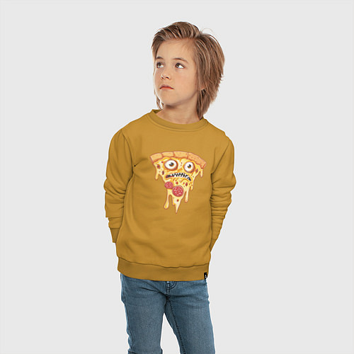 Детский свитшот Pizza face / Горчичный – фото 4
