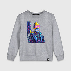 Свитшот хлопковый детский Гомер Симпсон с пистолетом - киберпанк, цвет: меланж