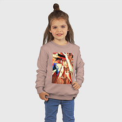 Свитшот хлопковый детский Ван-Пис Луффи Монки арт, цвет: пыльно-розовый — фото 2