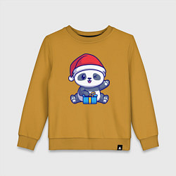 Свитшот хлопковый детский Новогодняя панда, цвет: горчичный
