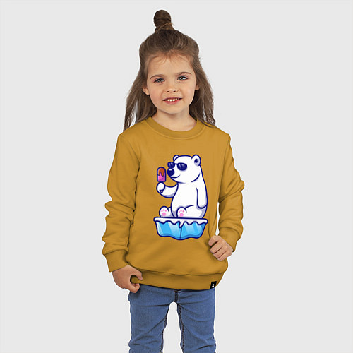 Детский свитшот Мишка с мороженым / Горчичный – фото 3