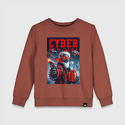 Свитшот хлопковый детский Cyber Santa with a gun - ai art, цвет: кирпичный