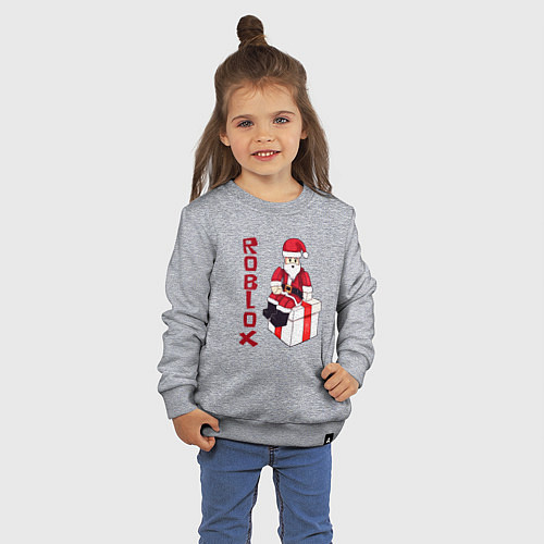 Детский свитшот Санта Клаус - Роблокс / Меланж – фото 3