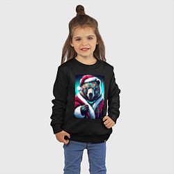 Свитшот хлопковый детский Cyber bear - Santa Claus, цвет: черный — фото 2