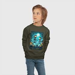 Свитшот хлопковый детский Rick and Morty skeletons - happy halloween, цвет: хаки — фото 2