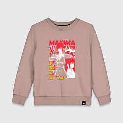 Свитшот хлопковый детский Человек-бензопила - Makima, цвет: пыльно-розовый