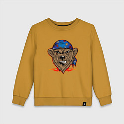 Детский свитшот Ухмыляющийся медведь байкер