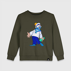 Свитшот хлопковый детский Морячок, цвет: хаки