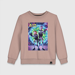 Свитшот хлопковый детский Рик и Морти - космический спецназ, цвет: пыльно-розовый