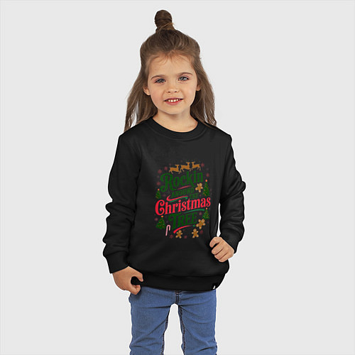 Детский свитшот Новогодняя атмосфера rockin around the christmas t / Черный – фото 3