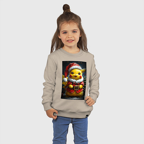 Детский свитшот Пикачу дед мороз / Миндальный – фото 3