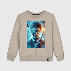 Свитшот хлопковый детский Harry Potter - wizard with magic stick, цвет: миндальный