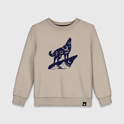 Свитшот хлопковый детский Космический волк, цвет: миндальный