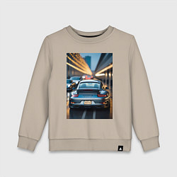 Свитшот хлопковый детский Porsche 911 в городе, цвет: миндальный