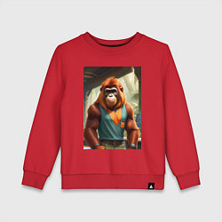 Свитшот хлопковый детский Орангутанг хуманизация, цвет: красный
