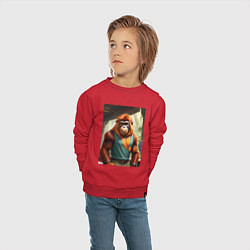 Свитшот хлопковый детский Орангутанг хуманизация, цвет: красный — фото 2