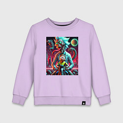 Свитшот хлопковый детский Кошмарный сон Морти - нейроарт, цвет: лаванда