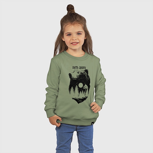 Детский свитшот Обережный тотем медведя - быть добру / Авокадо – фото 3
