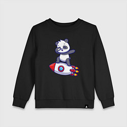 Свитшот хлопковый детский Rocket panda, цвет: черный