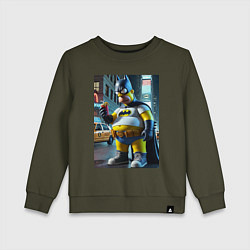 Свитшот хлопковый детский Бэтсимпсон купил в фастфуде картофель фри, цвет: хаки