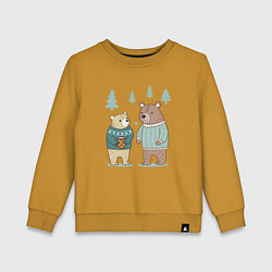 Свитшот хлопковый детский Медведи-соседи, цвет: горчичный
