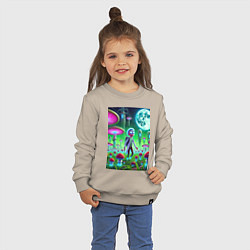 Свитшот хлопковый детский Морти потерял Рика на мухоморной планете, цвет: миндальный — фото 2