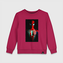 Свитшот хлопковый детский Новый человек паук в темноте, цвет: маджента