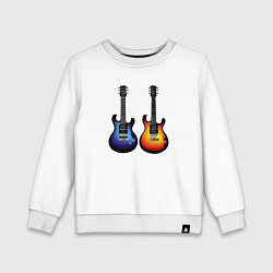 Свитшот хлопковый детский Яркие гитары, цвет: белый