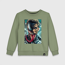 Свитшот хлопковый детский Venom and Eddie - ai art fantasy, цвет: авокадо